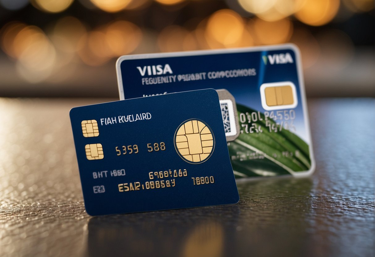 A Visa card surrounded by promotional materials with "Frequently Asked Questions" text in Singapore