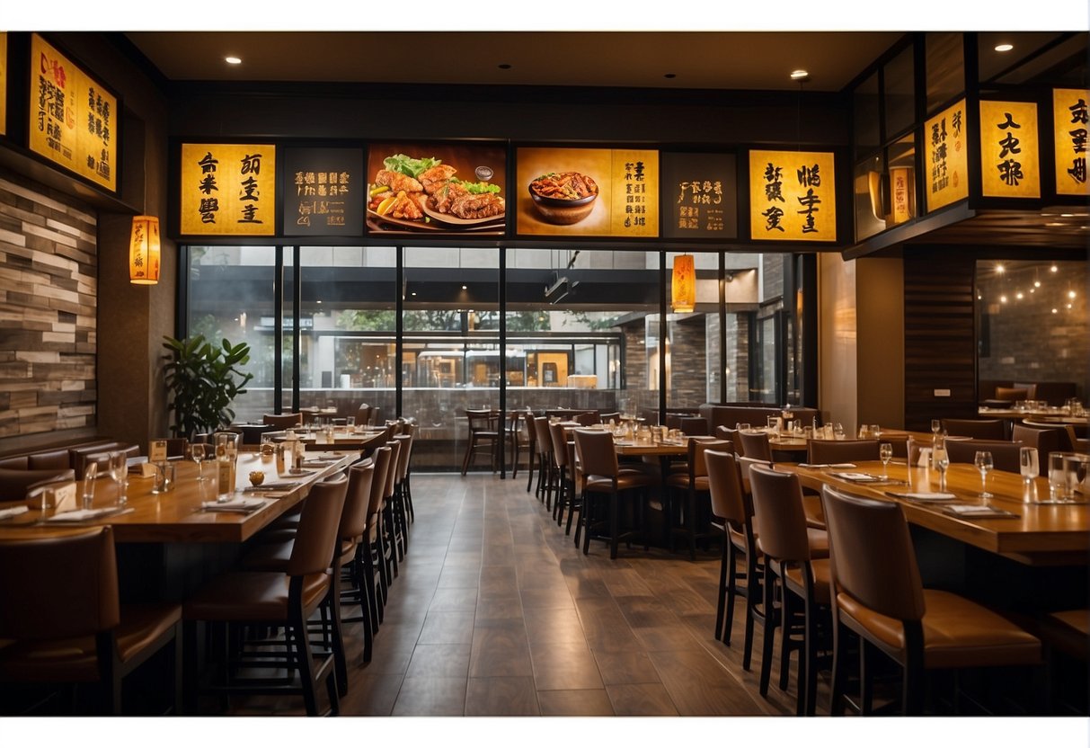 A bustling restaurant with vibrant Gyu Kaku promotions displayed on the walls and menus. Tables filled with sizzling grills and mouth-watering dishes