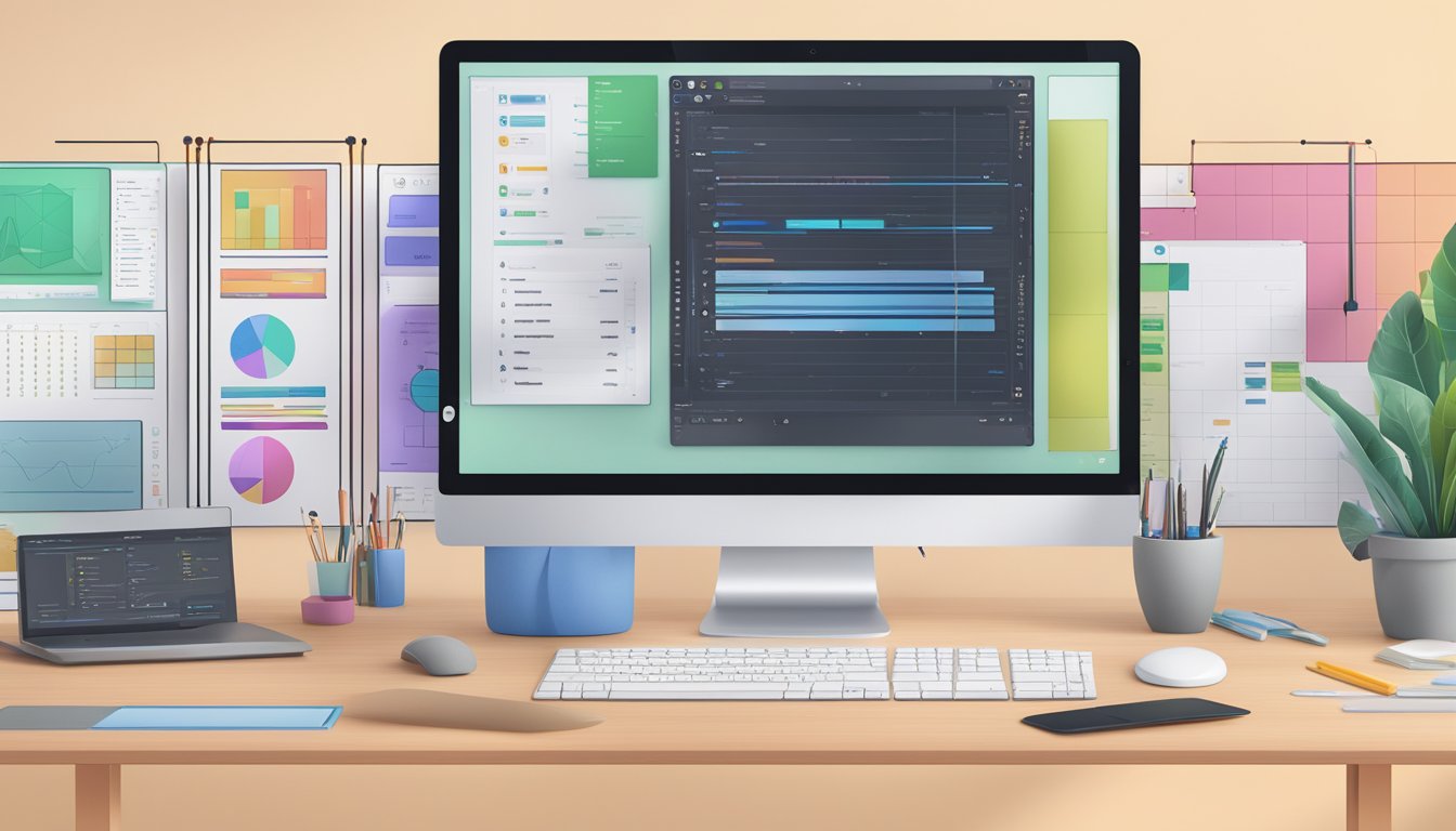 A computer screen with Elementor Pro interface open, showing various design elements and tools