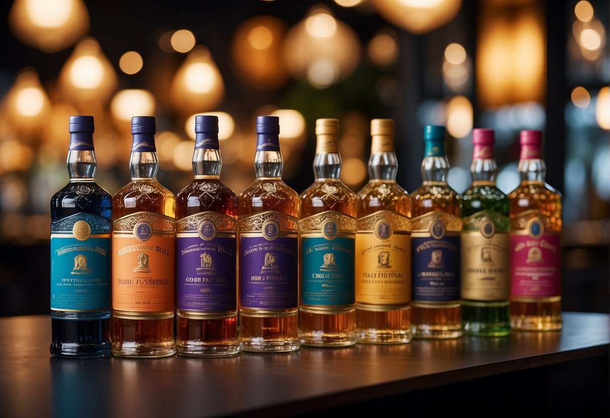 A vibrant display of Sensational Spirits Promotions in Singapore, featuring a variety of liquors and promotional materials
