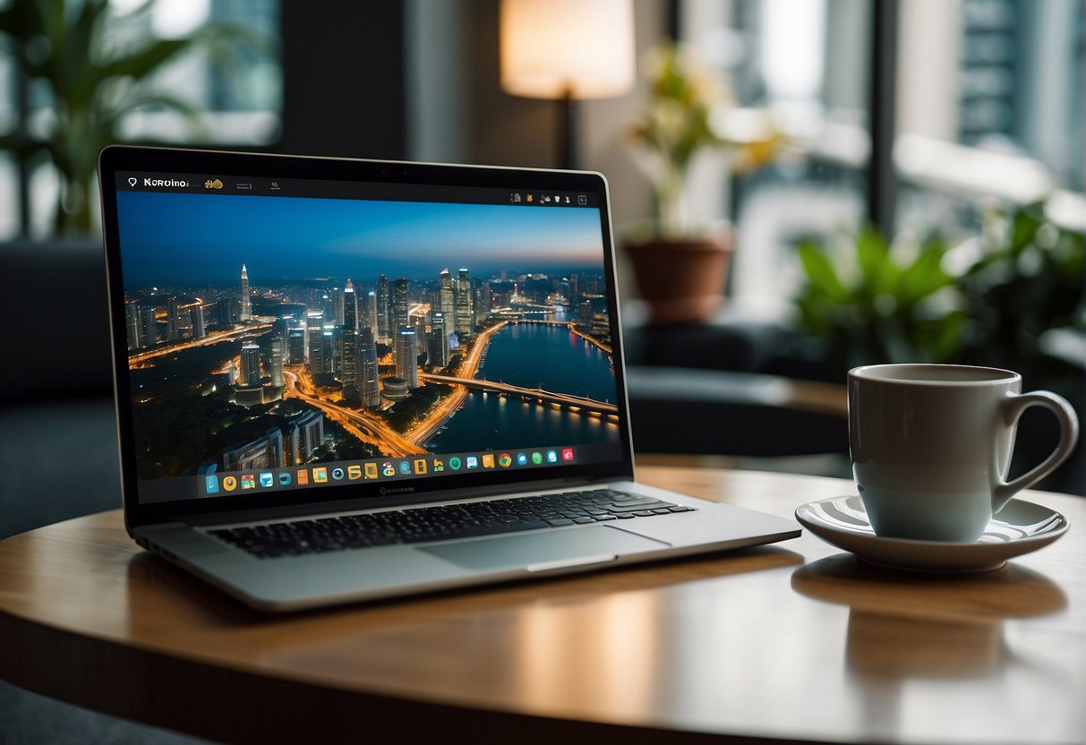 A table with a laptop, promotional materials, and a banner with "Frequently Asked Questions tada promotions singapore" displayed