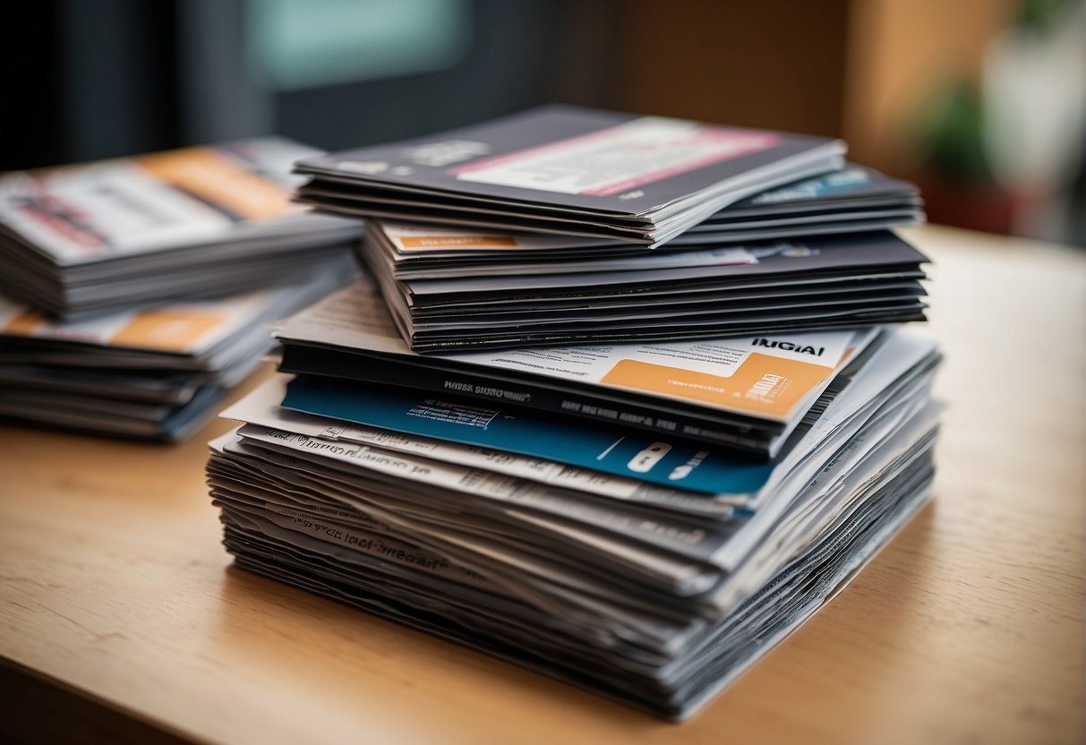 A stack of promotional flyers with "Frequently Asked Questions" and "Zalora Promotions" printed on them