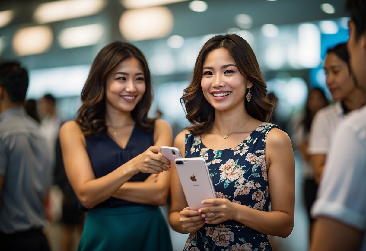 Customers engaging with novita promotions in Singapore, receiving support and information
