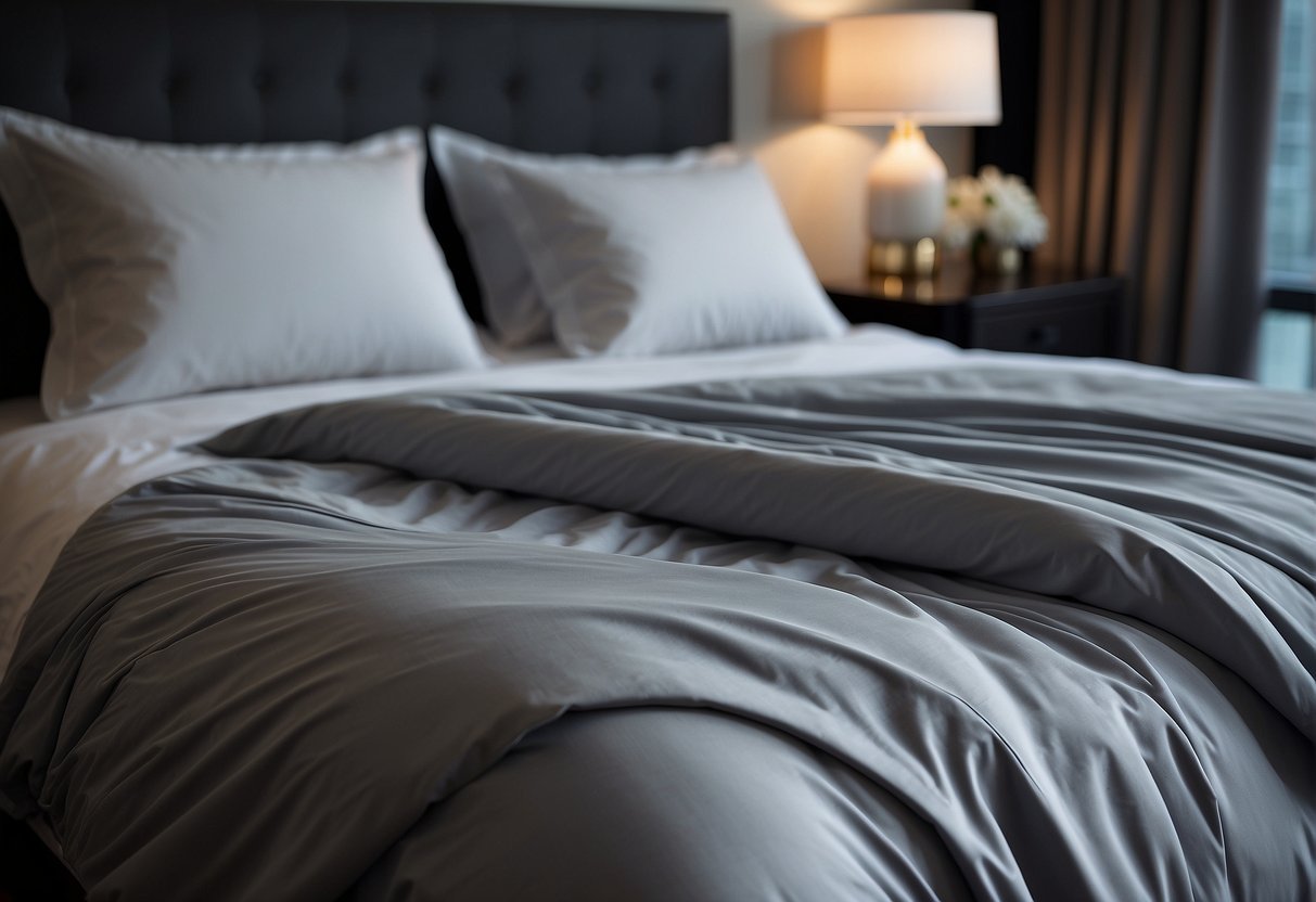 A luxurious bed with 2024 Bedding Promotions sheets in a stylish Singapore bedroom