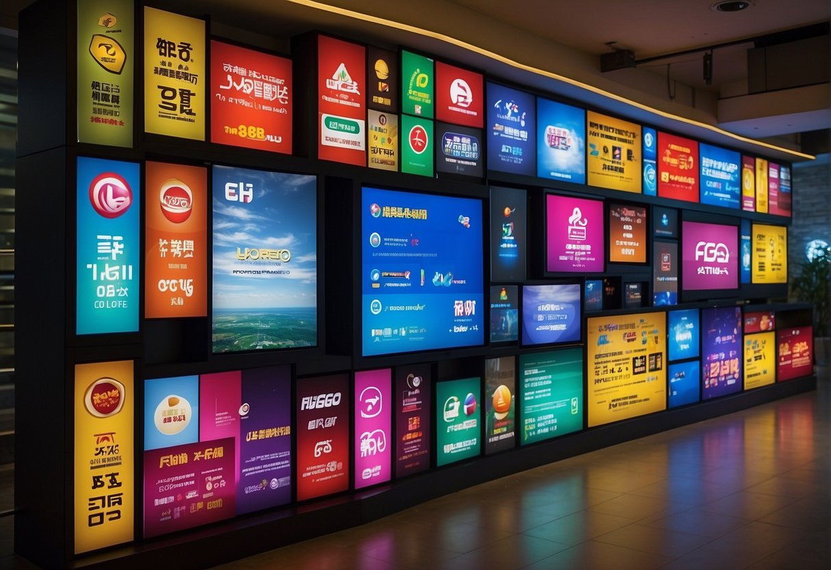 A colorful display of FAQ signs and logos for Toyogo promotions in Singapore
