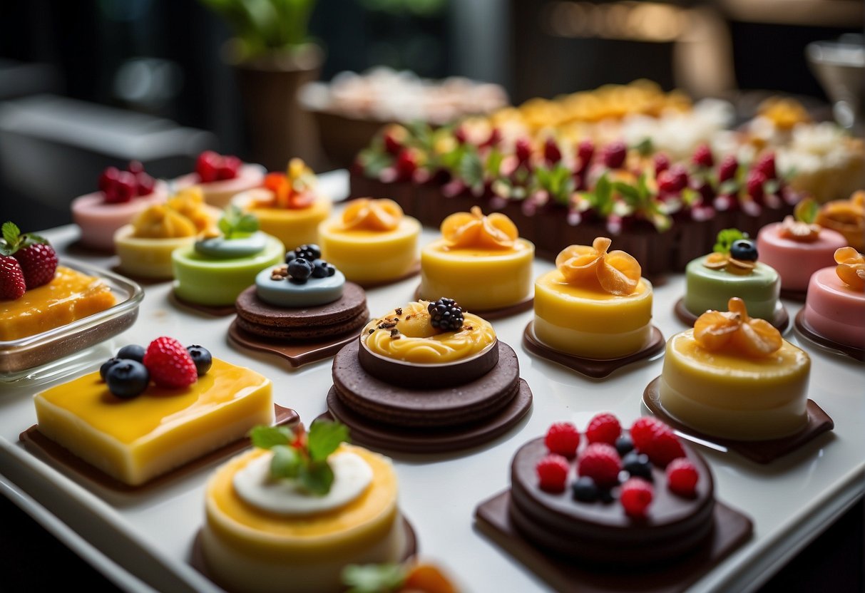 A table displays an array of colorful desserts and flavors, promoting Chateraise in Singapore