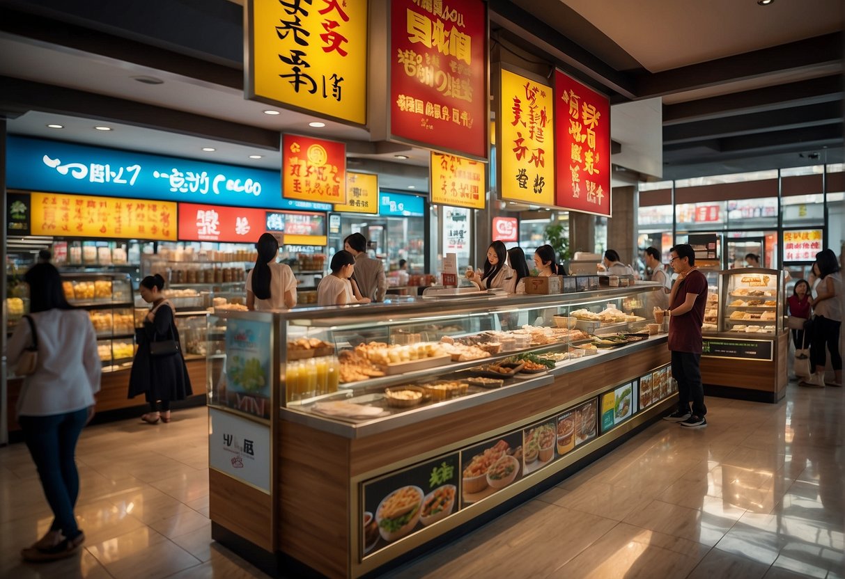 Customers enjoying Ya Kun's promotions at various outlets across Asia, with colorful signage and bustling activity