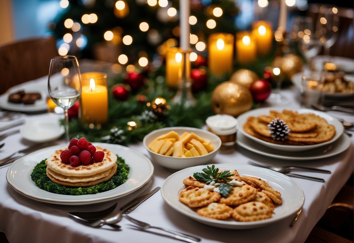 A festive table adorned with Christmas food promotions in Singapore. Displayed dishes with exclusive promos and festive favorites