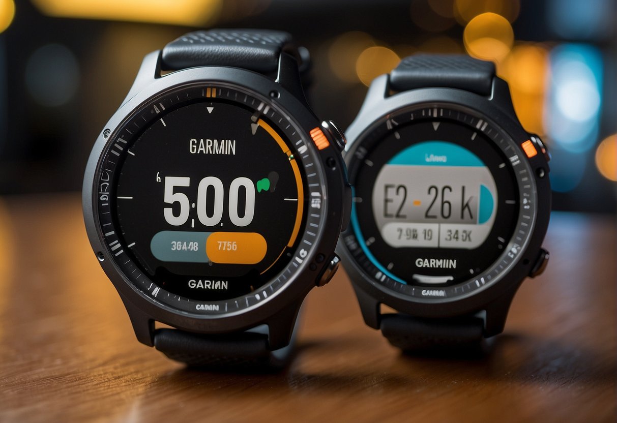 A smartwatch display featuring discounted Garmin promotions in Singapore