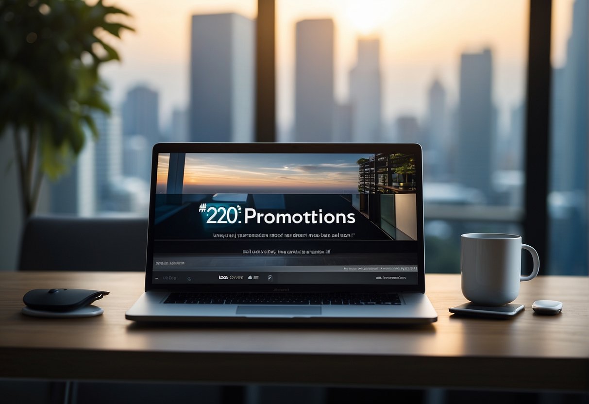 A sleek, modern tech device sits atop a clean, minimalist desk with the words "2024 Promotions javamifi promotions Singapore" displayed on its screen