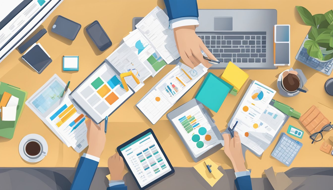 A digital marketing strategy being planned out with budget and resource allocation