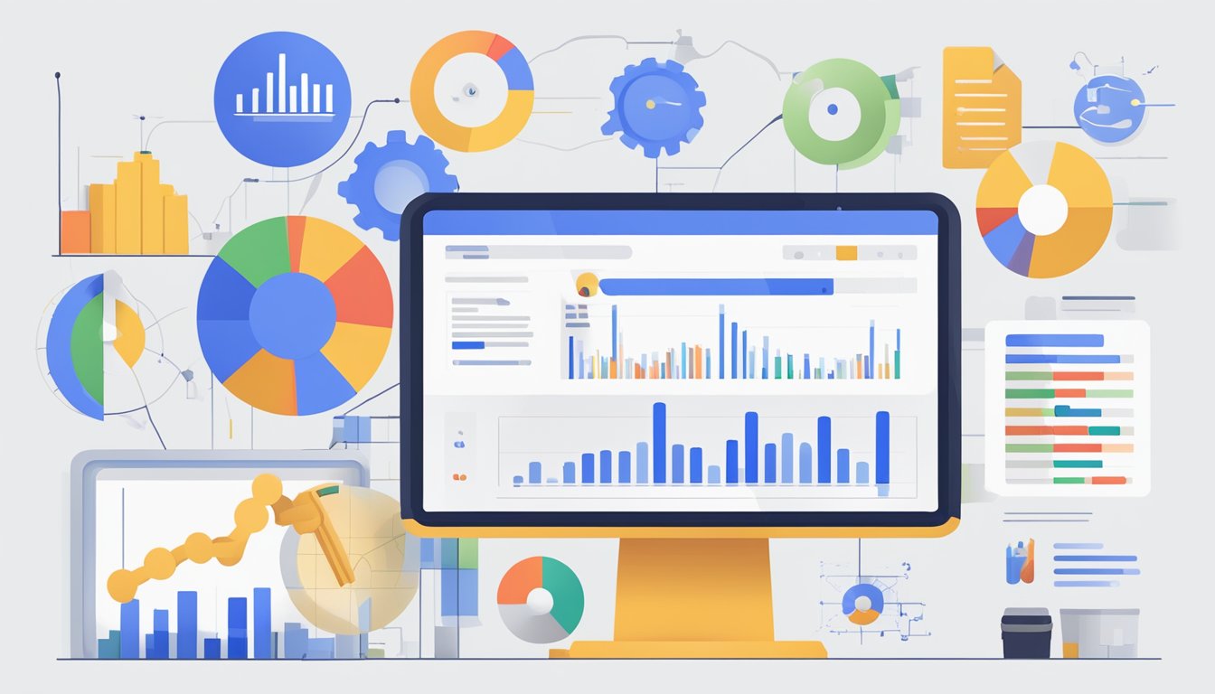 A computer screen displaying the Google Webmaster Tool interface with various data and graphs