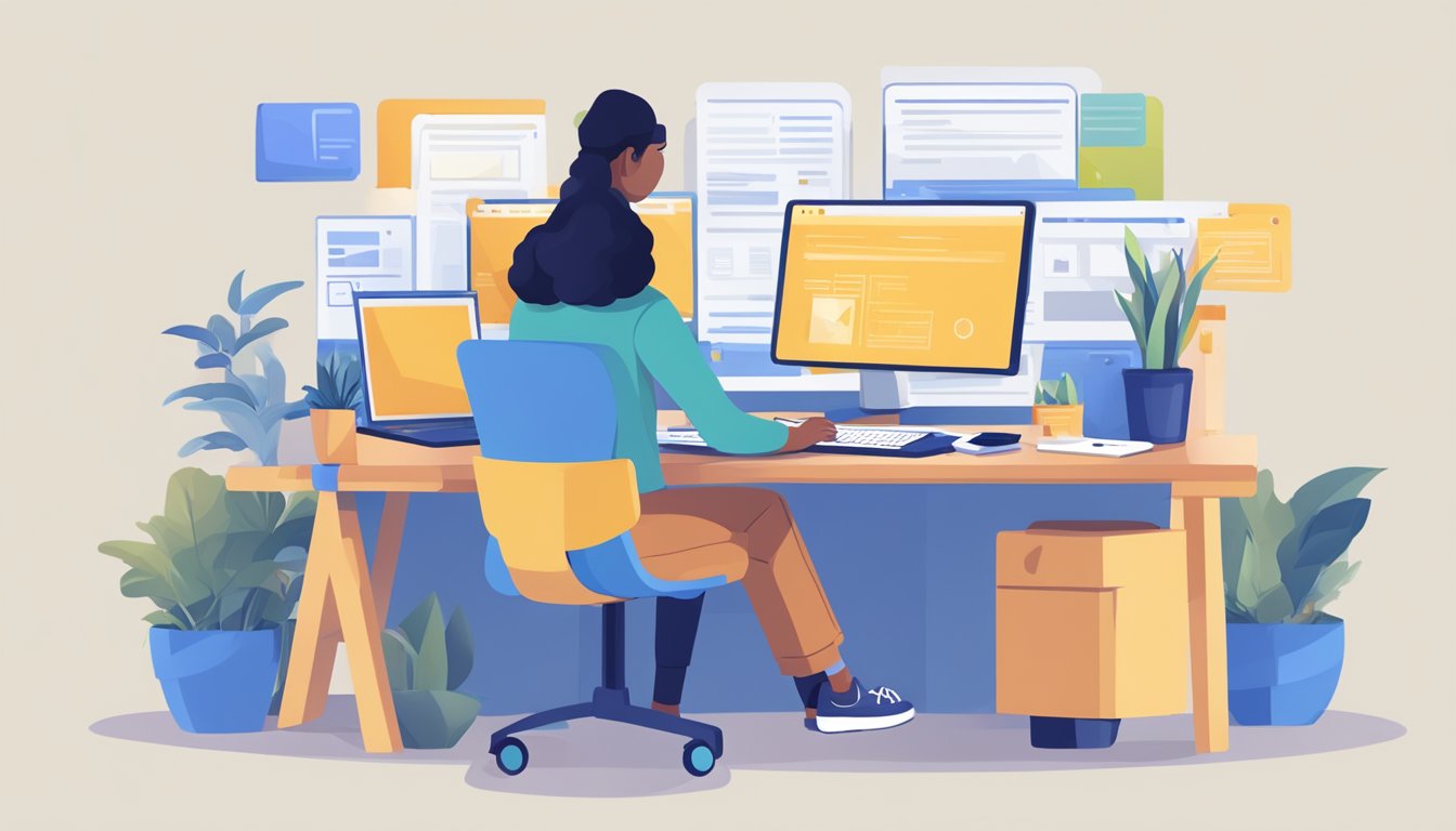 A person using a computer to access Google Webmaster Tools for training and resources