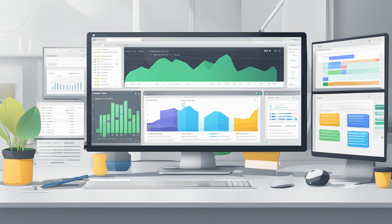A computer screen displaying the search console interface with various tabs and data charts