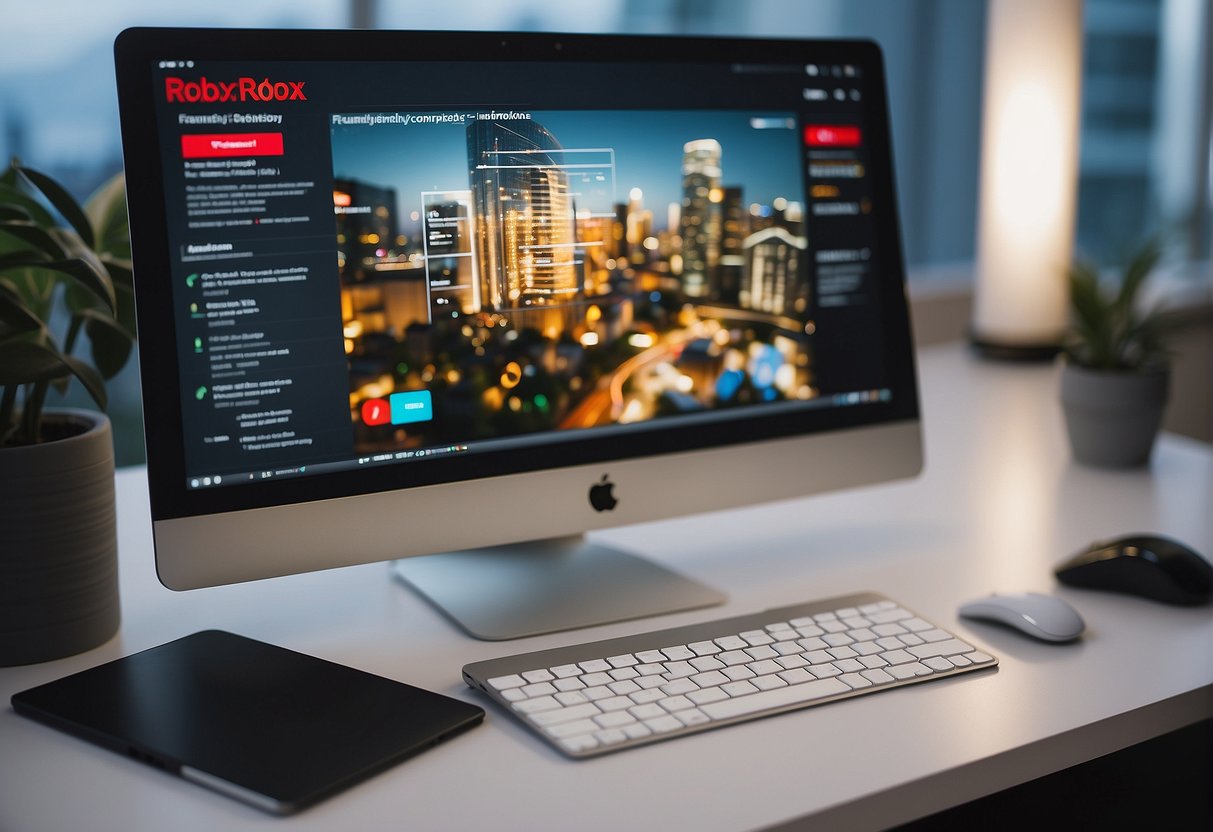 A computer screen displaying a webpage with "Frequently Asked Questions" and "Roblox promotions Singapore" on it