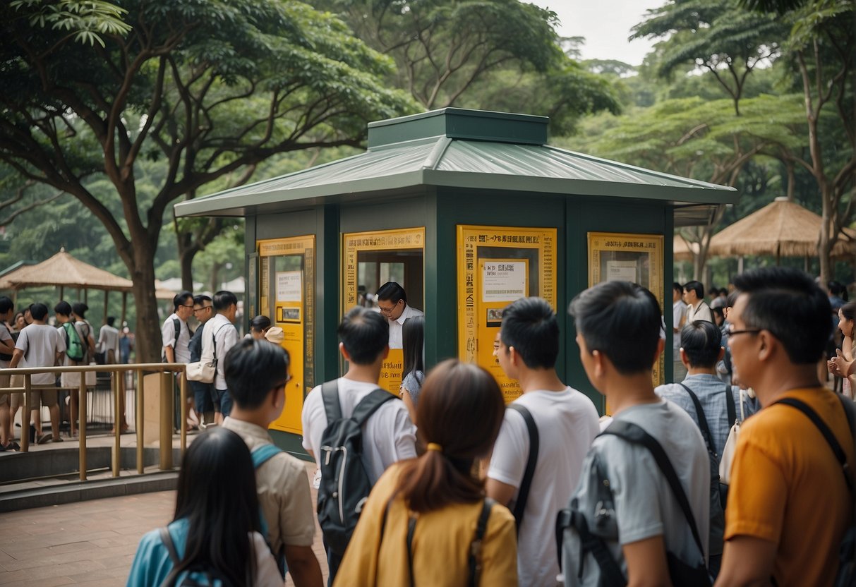 Visitors flock to the zoo ticket booth, eager to take advantage of the latest promotions in Singapore
