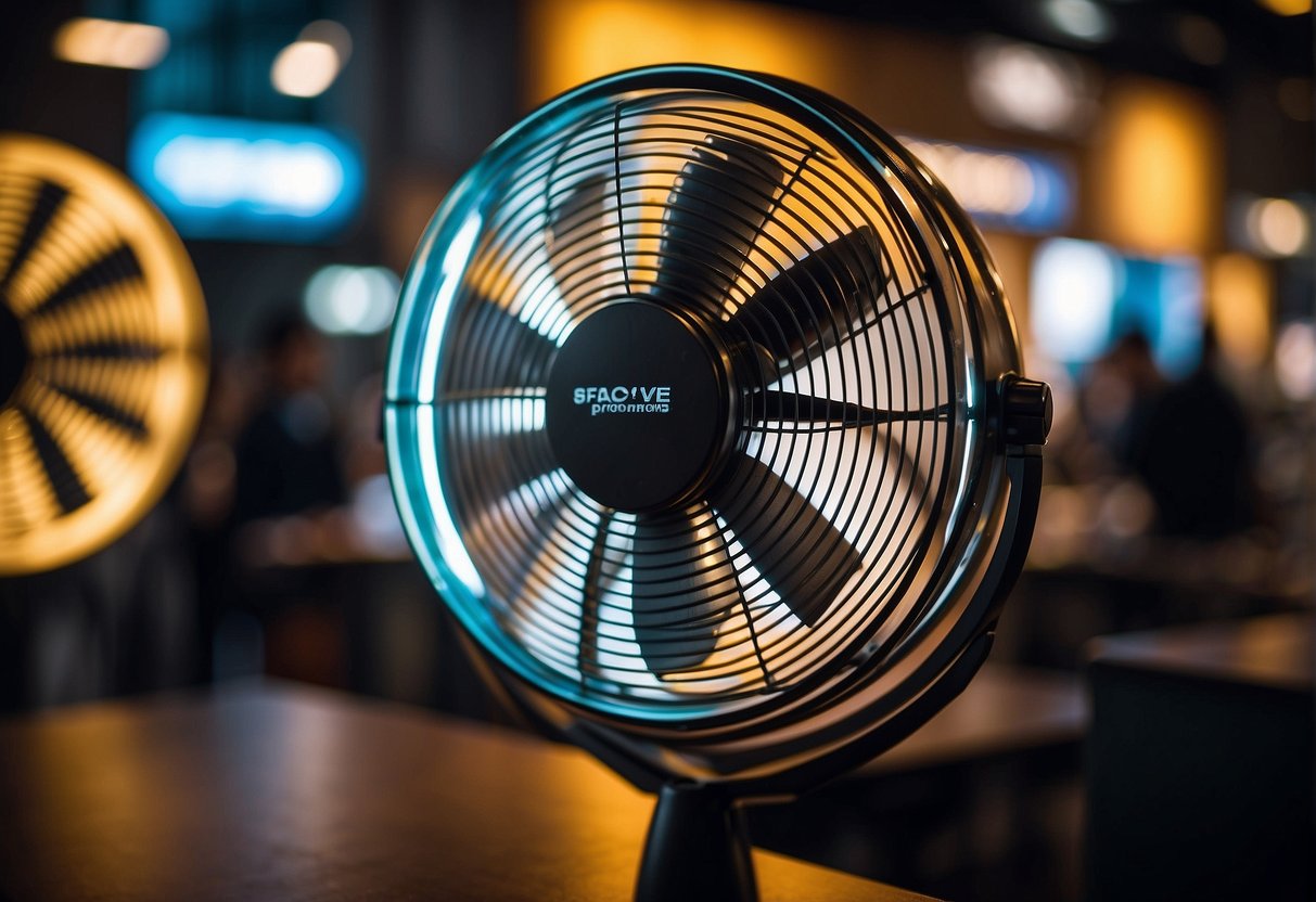 Stand fans with "Exclusive 2024 Promotions" displayed prominently. Singaporean stand fan promotions