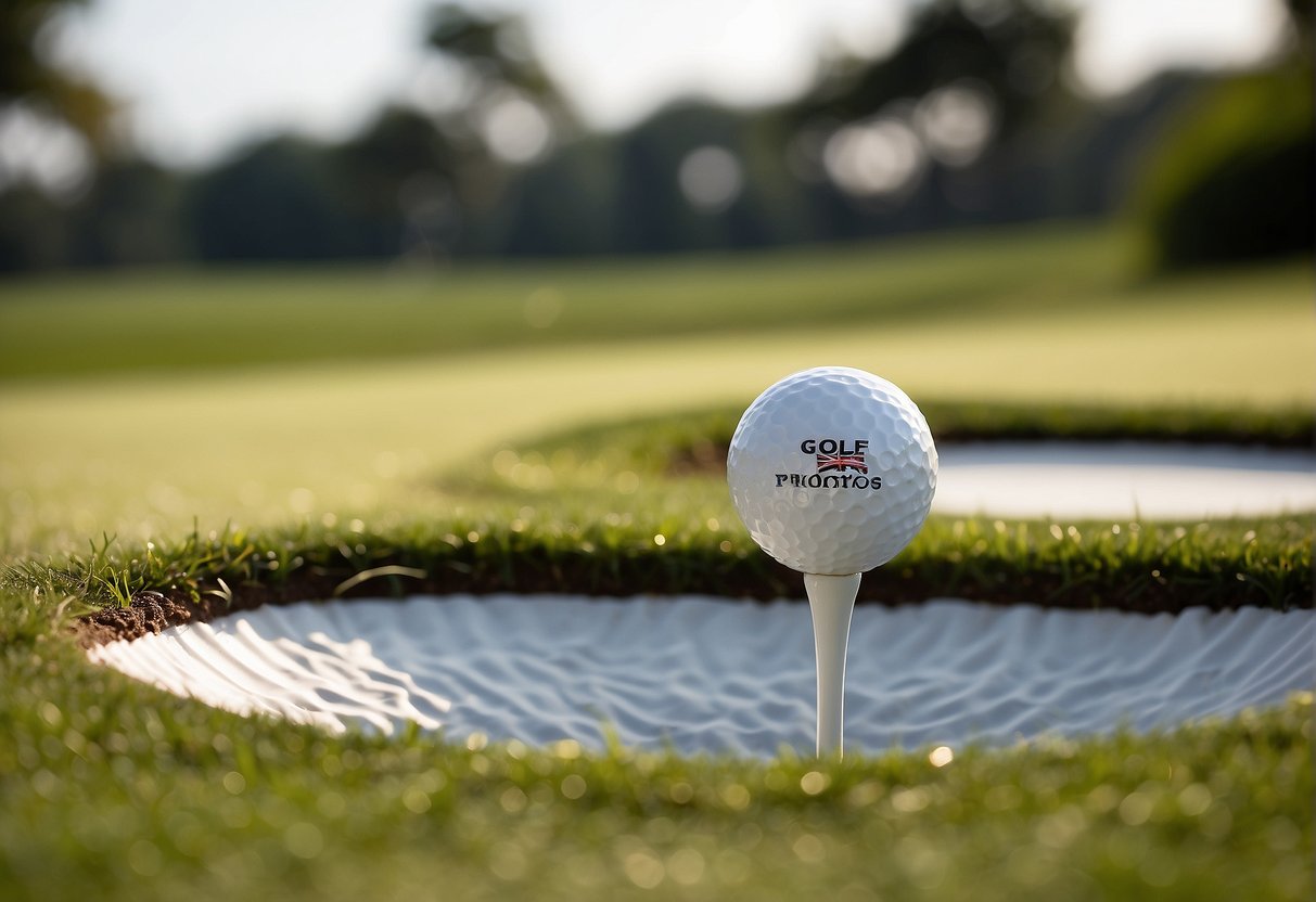A golf ball rolling into a hole with a flag bearing the words "Golf Promotions Singapore" fluttering in the background