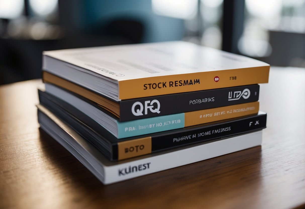 A stack of FAQ pamphlets with the company logo, displayed on a table at a promotional event