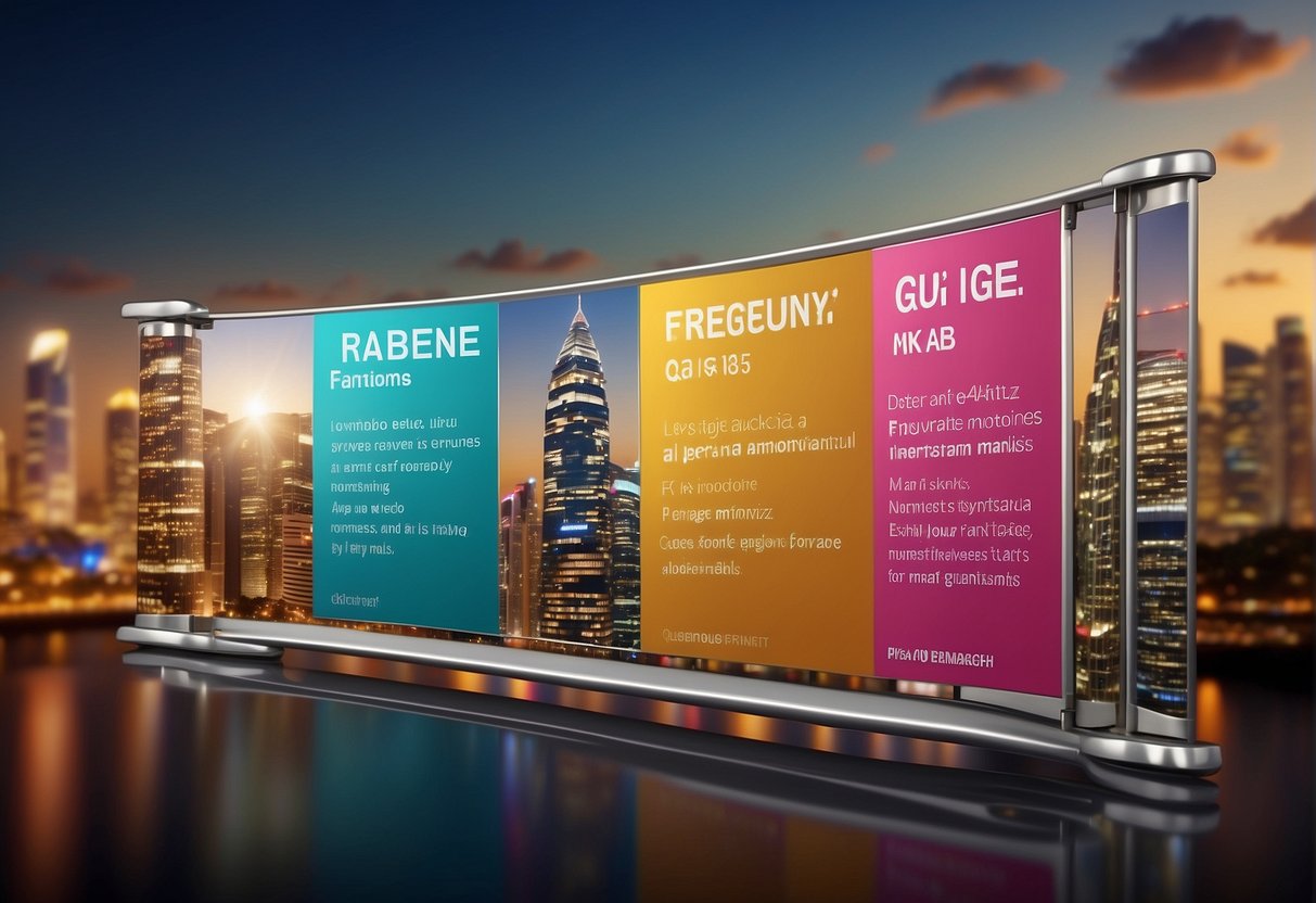 A colorful banner with "Frequently Asked Questions" and "Guess Promotions Singapore" text, surrounded by question marks and promotional symbols