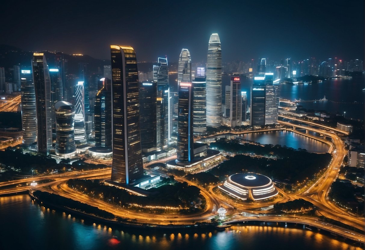 Vibrant cityscape with iconic landmarks and bustling streets of Koma Promotions Singapore