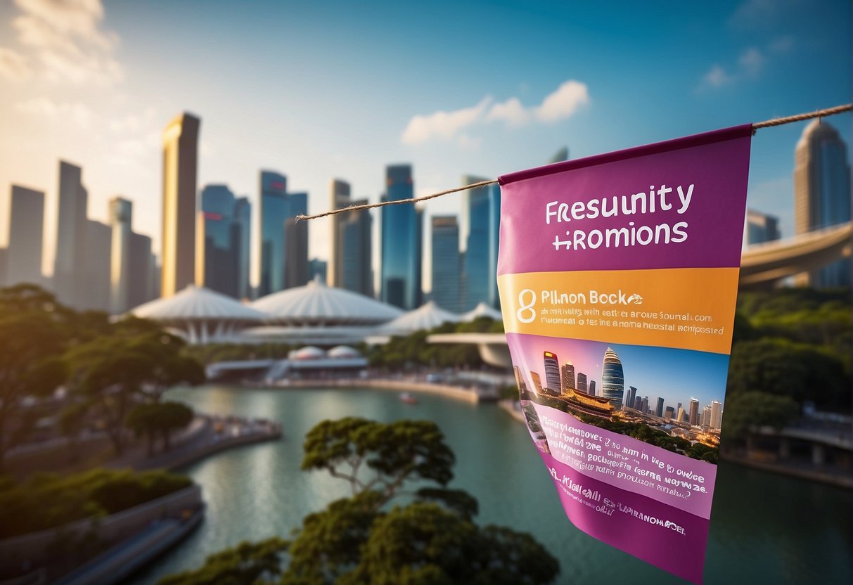 A colorful banner with "Frequently Asked Questions" and Kipling promotions displayed against a backdrop of iconic Singapore landmarks