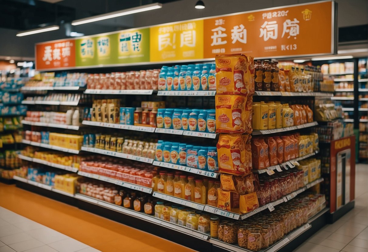 A colorful display of Kopiko promotions in a Singaporean store