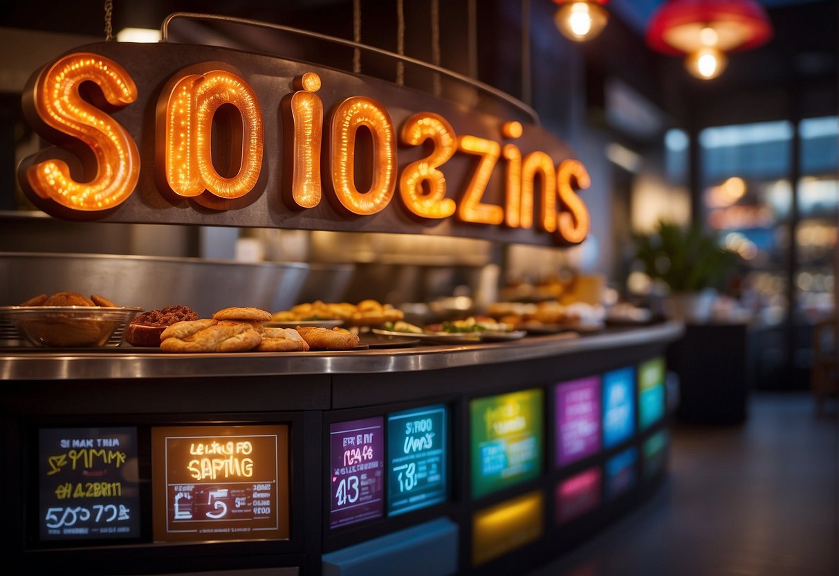 The sizzling savings sign at Le Petit Chef shines brightly, drawing in customers with its vibrant colors and enticing offers