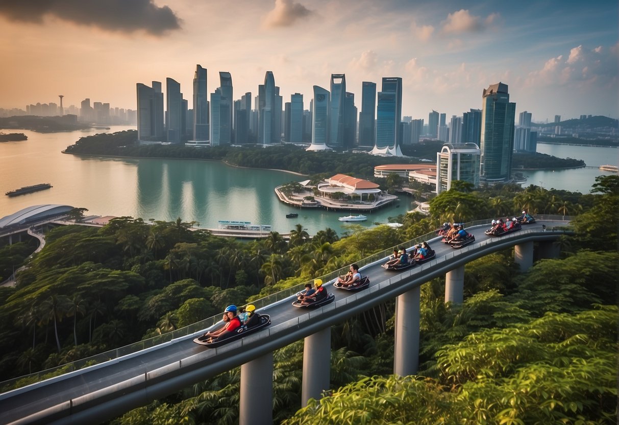 The Sentosa Skyline Luge promotions in Singapore showcase the thrilling luge experience with stunning views of the city skyline
