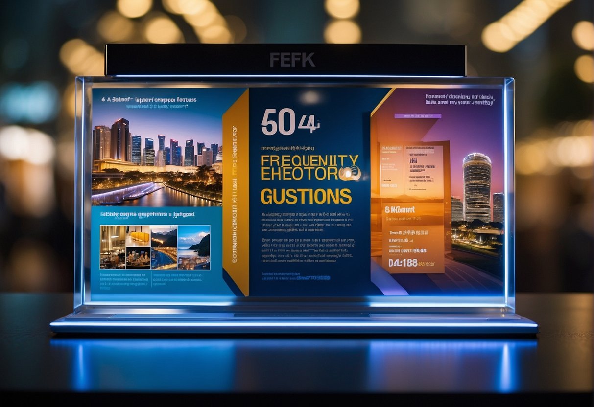 A vibrant promotional display featuring "Frequently Asked Questions" and "luge singapore promotions" in Singapore