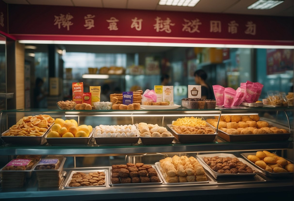 A colorful display of Mother's Day promotions at a Singapore takeaway shop, featuring enticing treats and special offers