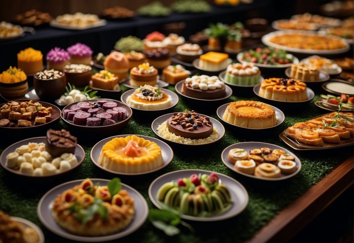 A lavish spread of gourmet dishes and decadent desserts at the 2024 Buffet Promotions, showcasing the finest culinary offerings at Pan Pacific in Singapore