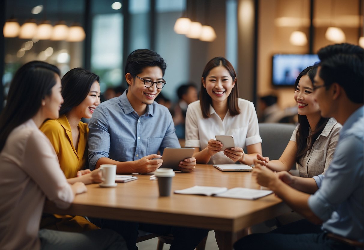 A group of people in Singapore receiving promotions and giving high Net Promoter Scores