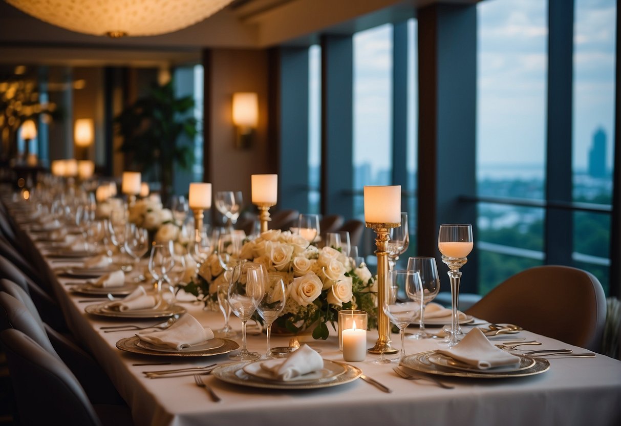 Guests dine in luxury at The Ritz-Carlton, Millenia Singapore, surrounded by elegant decor and exquisite table settings