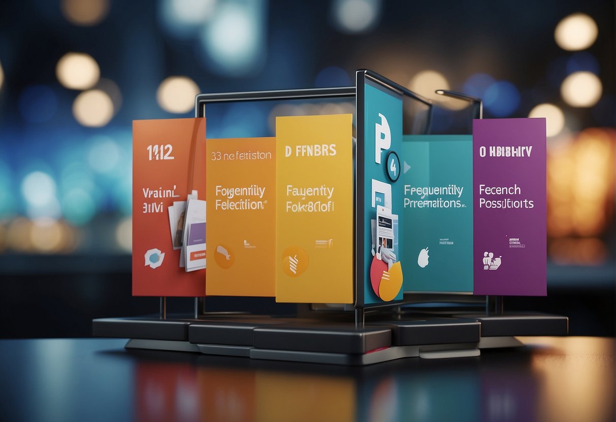 A colorful banner with "Frequently Asked Questions SBI Promotions Singapore" displayed prominently, surrounded by icons representing various queries and promotions