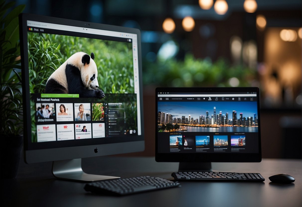 A computer screen displaying exclusive online deals from Panda Promotions Singapore