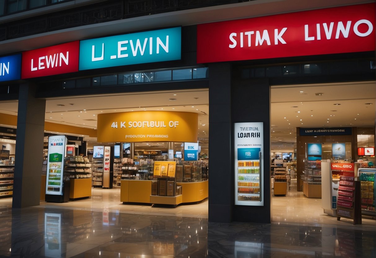 A vibrant display of TM Lewin promotions in Singapore, featuring bold signage and enticing offers