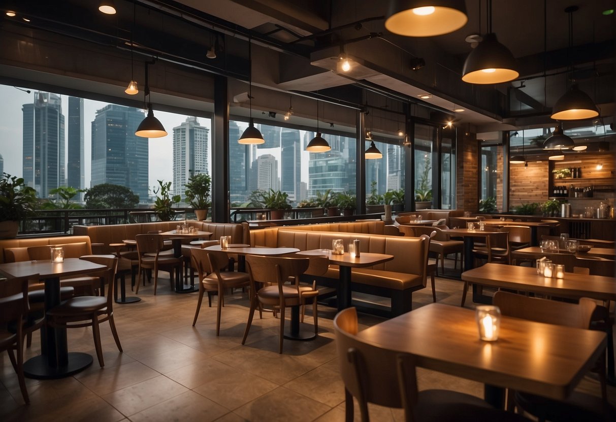 Saizeriya promotions in Singapore: a bustling restaurant with bright lights, open kitchen, and cozy seating. Open daily from 11am to 10pm