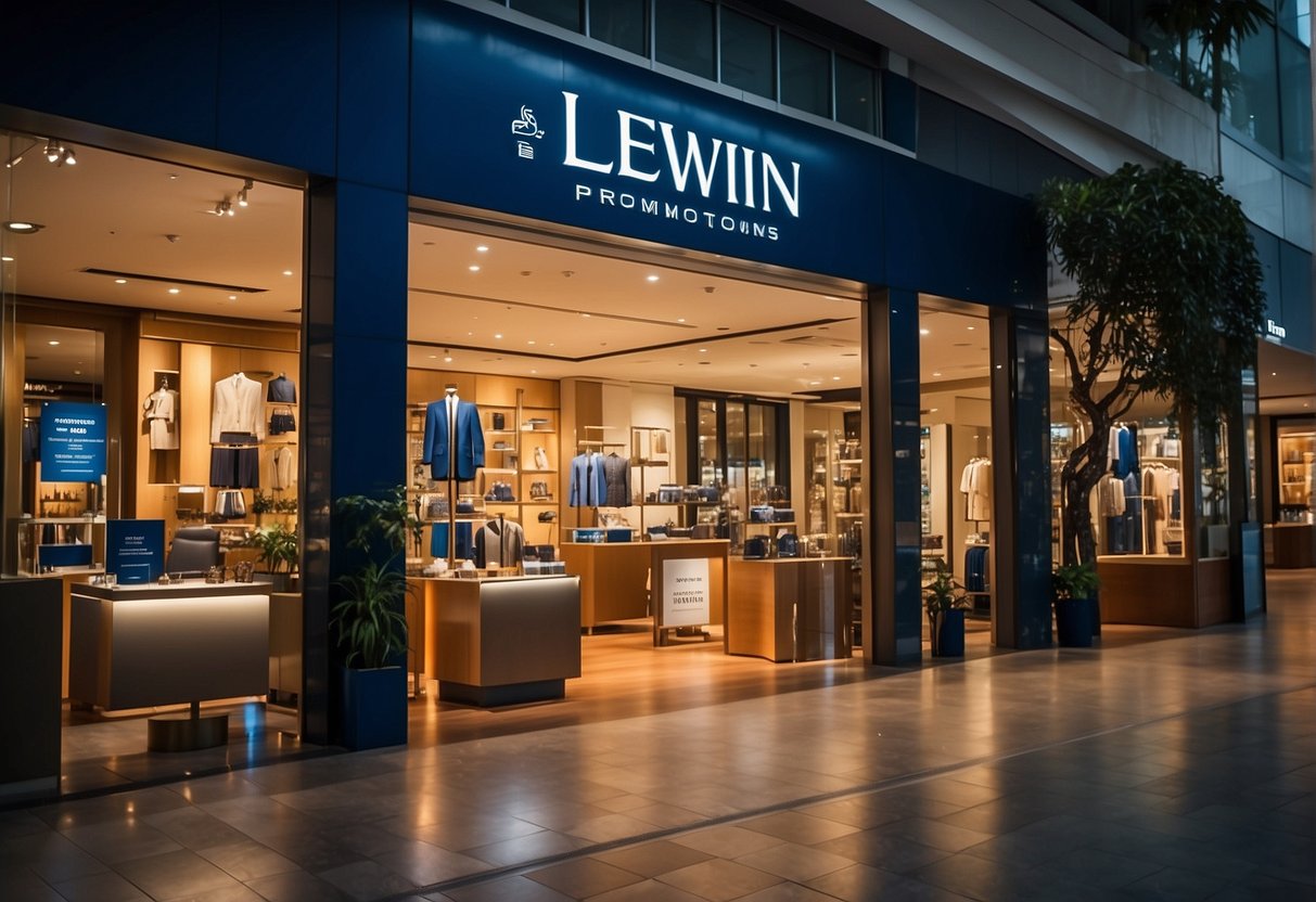 A brightly lit store display showcasing various TM Lewin promotions in Singapore