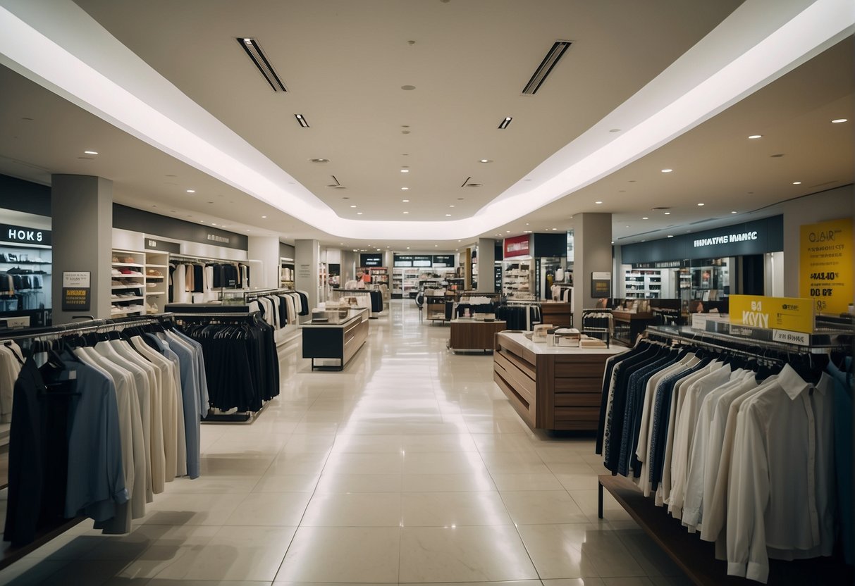 A bright, modern store with "Unbeatable Clearance Markdowns" signs and Vestiaire Collective promotions displayed prominently in Singapore