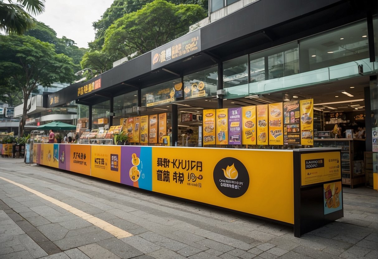 A vibrant display of Tapu Koko GX promotions in Singapore, featuring colorful banners, eye-catching signage, and engaging promotional materials