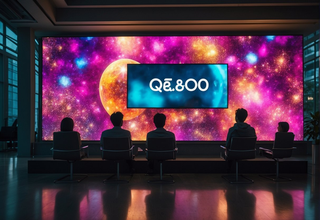 A vibrant digital screen displays Qoo10 promotions in Singapore
