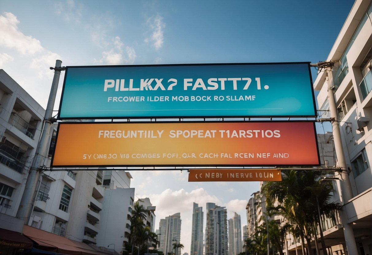 A colorful banner with "Frequently Asked Questions" and "sky22 promotions Singapore" displayed against a bright sky backdrop