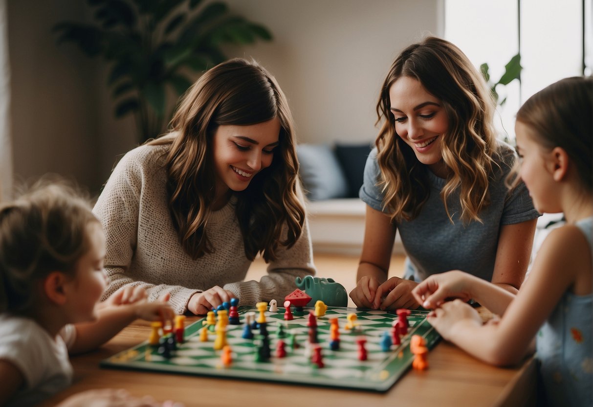 Girls playing board games, sharing toys, and engaging in conversation during a play date