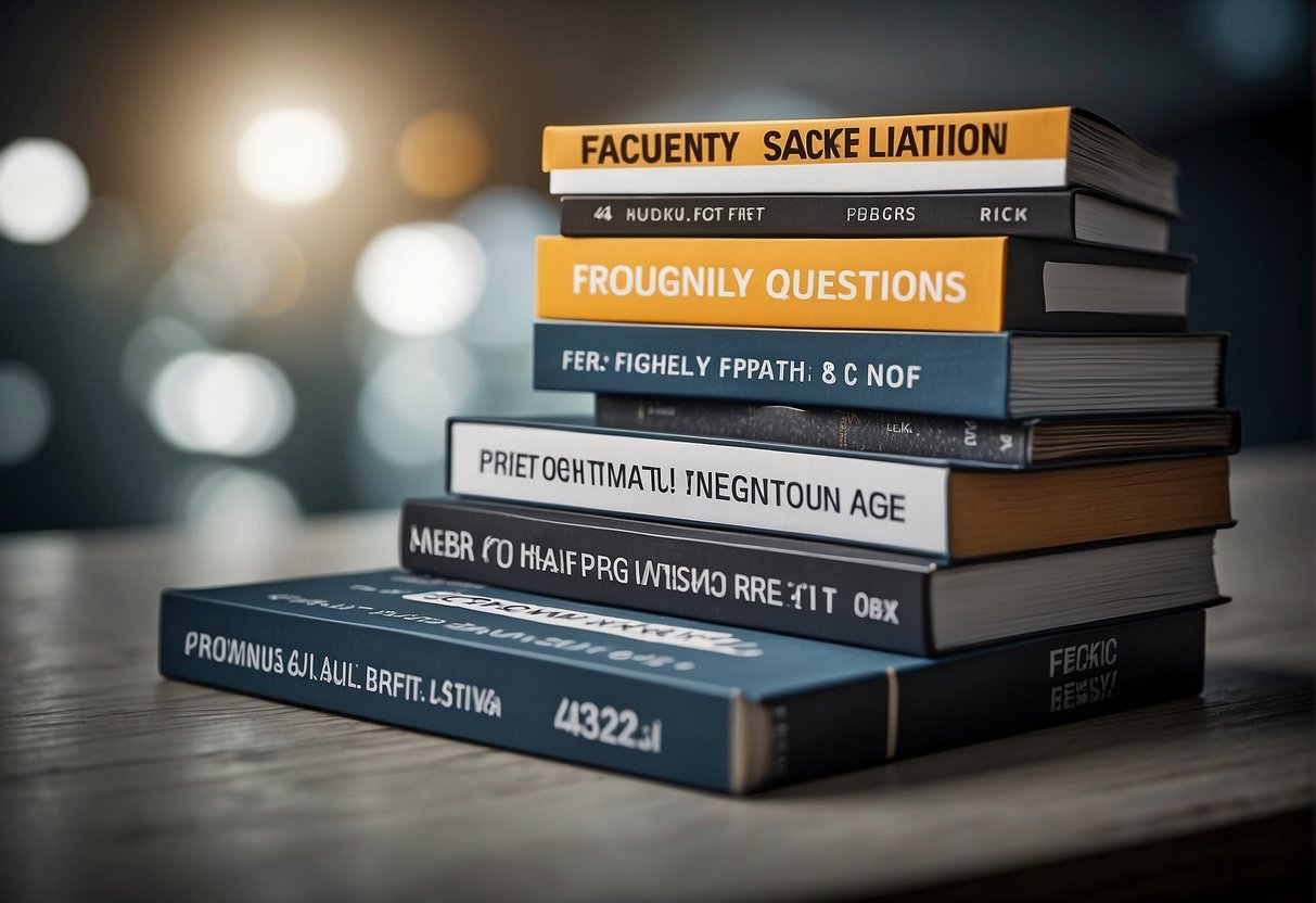 A stack of promotional materials with "Frequently Asked Questions" displayed prominently