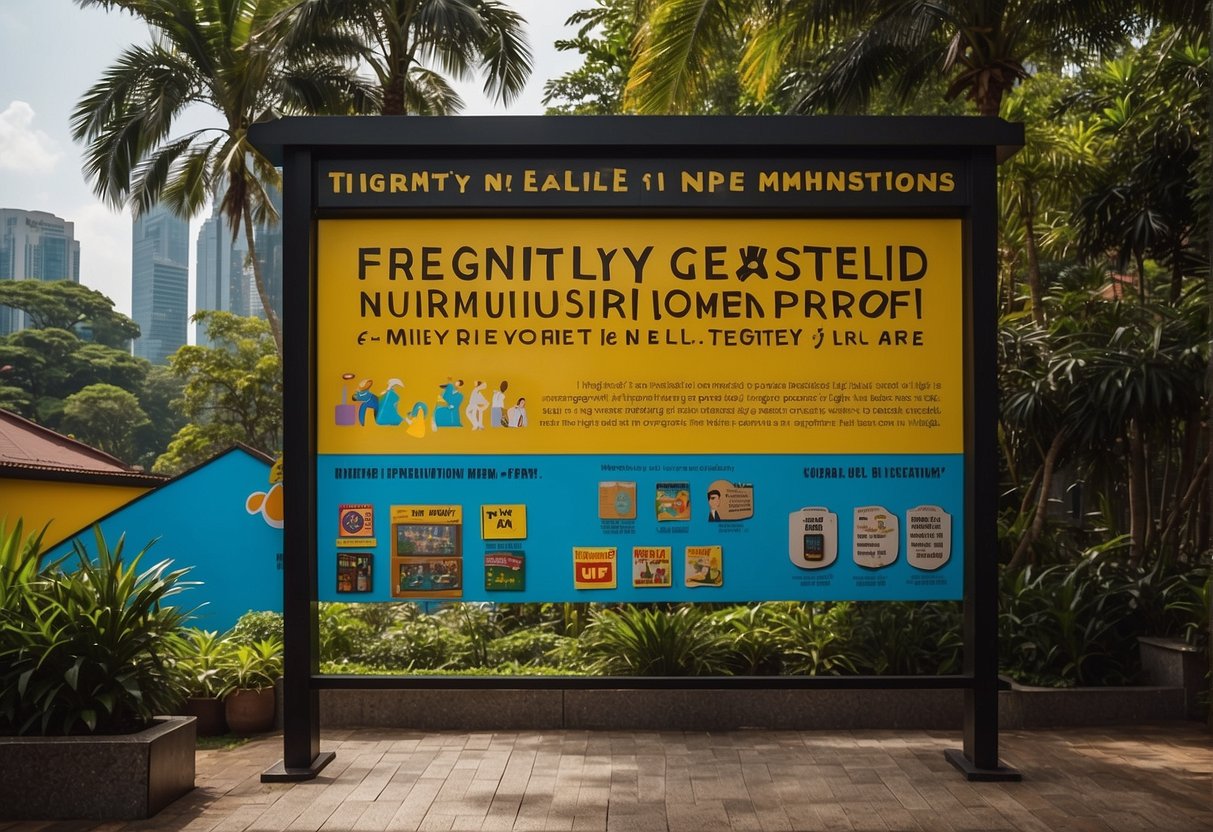 A colorful signboard stands outside the Trick Eye Museum in Singapore, with the words "Frequently Asked Questions" prominently displayed, drawing in visitors with its playful and interactive promotions