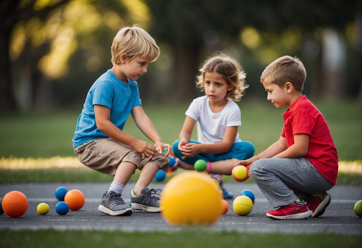 Children playing in separate groups based on age, engaged in various activities like art, sports, and music. The older kids are focused on structured programs, while the younger ones enjoy more free play