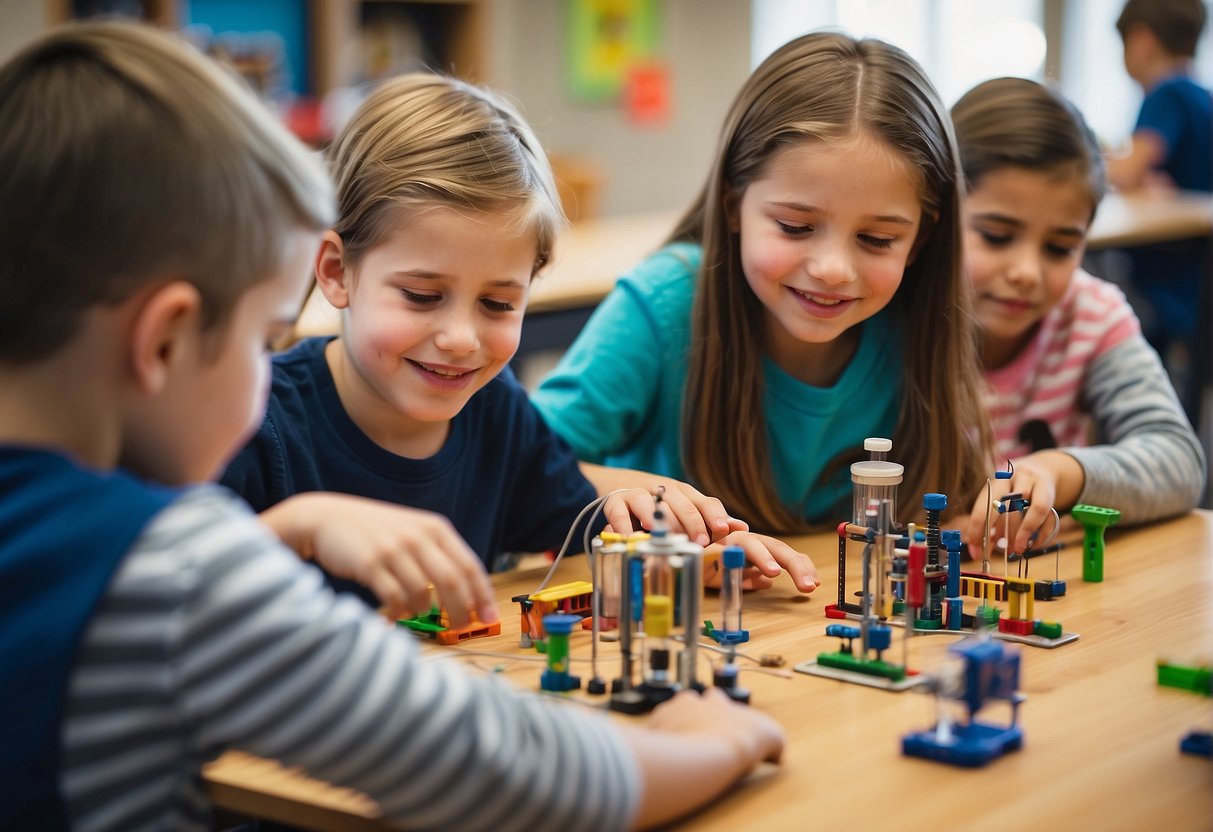 Children engaged in hands-on STEM projects, exploring, and collaborating in a vibrant and welcoming afterschool environment