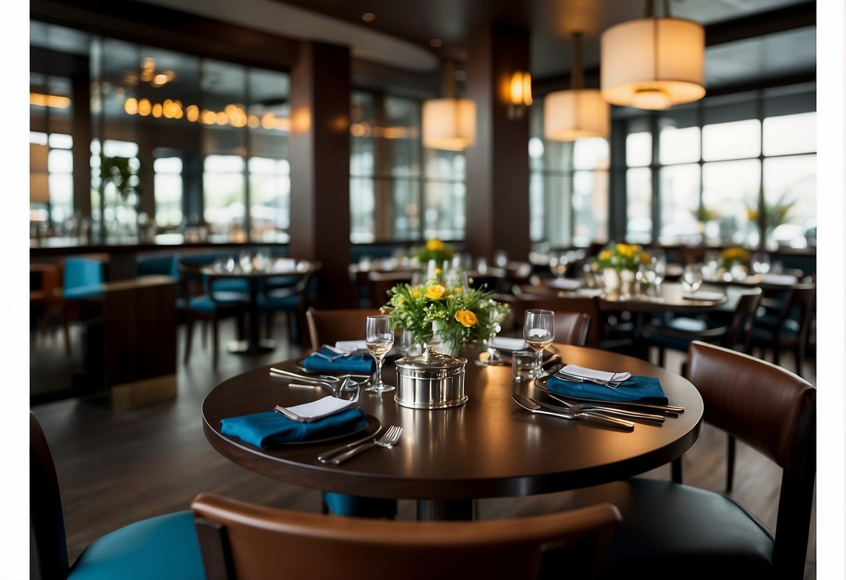 Opus Bar and Grill promotions showcased with vibrant signage and elegant table settings, creating an inviting and luxurious dining atmosphere