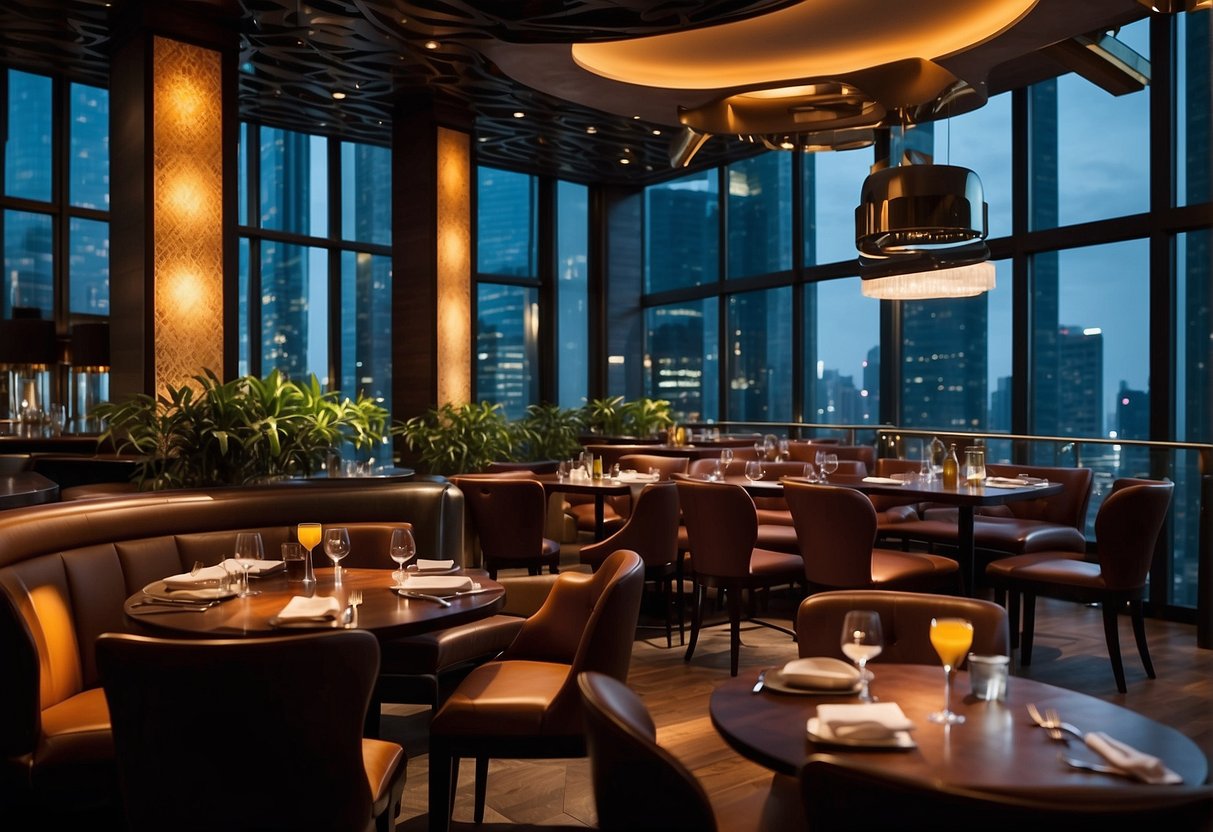 The opus bar and grill in Singapore is alive with vibrant colors and bustling activity as patrons enjoy June's Ultimate Dining Experiences promotions